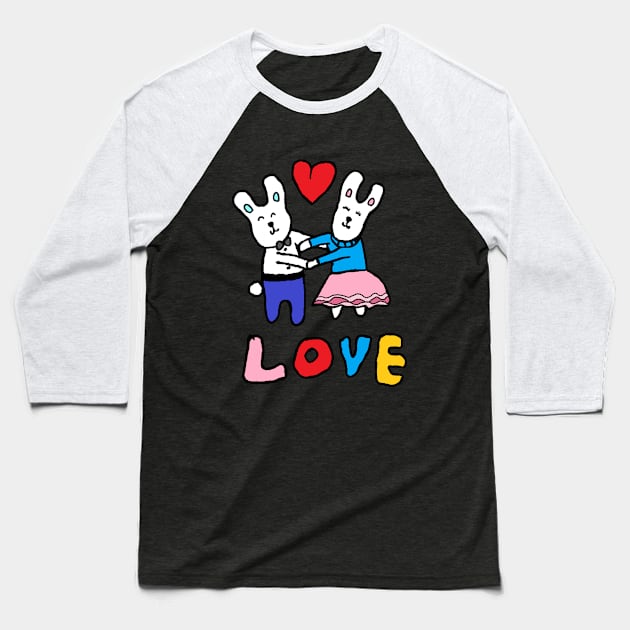 love bunny, rabbits, hand drawing Baseball T-Shirt by zzzozzo